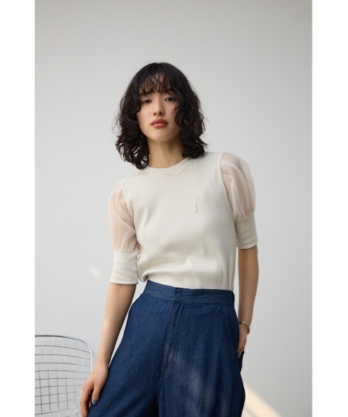 AZUL by moussy（アズールバイマウジー）の「シアースリーブパフトップス（Tシャツ/カットソー・レディース・ブラック/ライトベージュ/ライトグレー・SMALL/MEDIUM）」の12枚目の写真