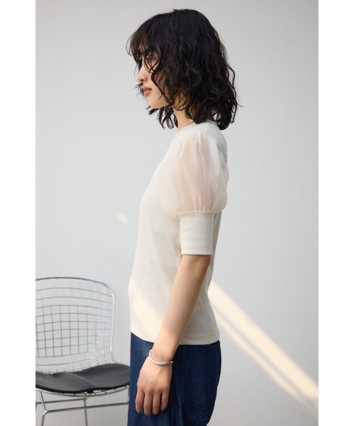 AZUL by moussy（アズールバイマウジー）の「シアースリーブパフトップス（Tシャツ/カットソー・レディース・ブラック/ライトベージュ/ライトグレー・SMALL/MEDIUM）」の15枚目の写真