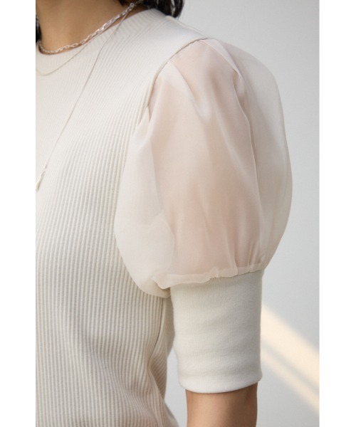 AZUL by moussy（アズールバイマウジー）の「シアースリーブパフトップス（Tシャツ/カットソー・レディース・ブラック/ライトベージュ/ライトグレー・SMALL/MEDIUM）」の18枚目の写真