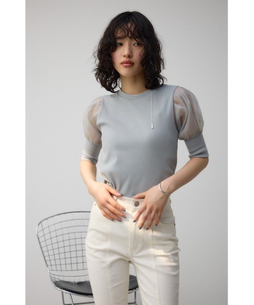 AZUL by moussy（アズールバイマウジー）の「シアースリーブパフトップス（Tシャツ/カットソー・レディース・ブラック/ライトベージュ/ライトグレー・SMALL/MEDIUM）」の22枚目の写真
