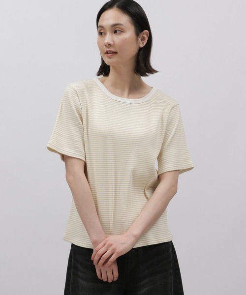 LAKOLE(ラコレ)の「コットンテレコベーシックカットソー / 122489(Tシャツ/カットソー・レディース・ライトブルー/ブラック/ベージュ/アイボリー/ホワイト×ブラック/ホワイト×イエロー・SMALL/MEDIUM)」の3枚目の写真