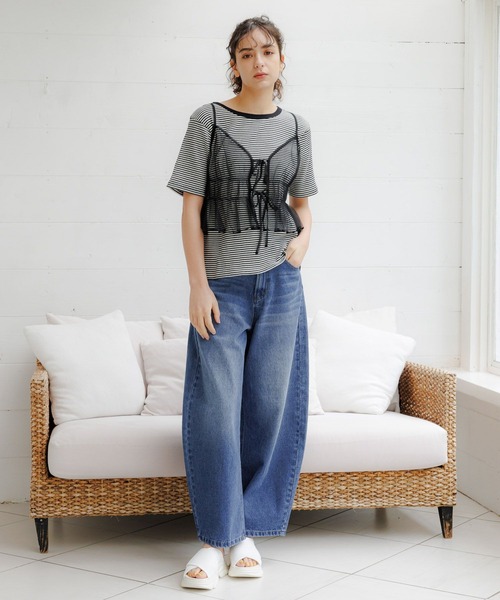 LAKOLE(ラコレ)の「コットンテレコベーシックカットソー / 122489(Tシャツ/カットソー・レディース・ライトブルー/ブラック/ベージュ/アイボリー/ホワイト×ブラック/ホワイト×イエロー・SMALL/MEDIUM)」の7枚目の写真