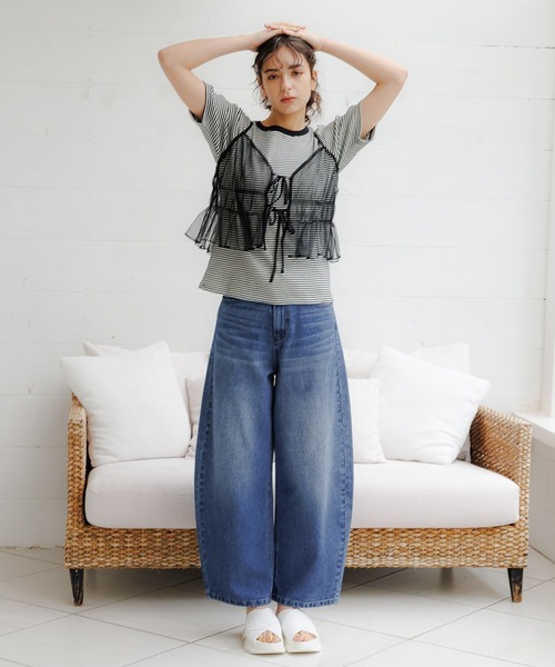 LAKOLE(ラコレ)の「コットンテレコベーシックカットソー / 122489(Tシャツ/カットソー・レディース・ライトブルー/ブラック/ベージュ/アイボリー/ホワイト×ブラック/ホワイト×イエロー・SMALL/MEDIUM)」の8枚目の写真