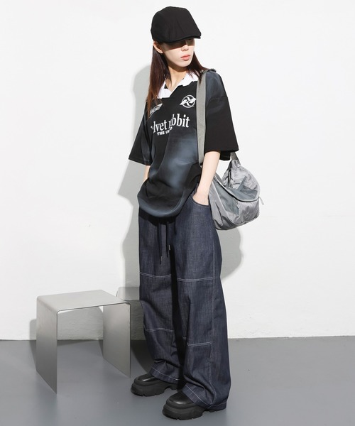 FOLLOWIN（フォロウィン）の「[UNISEX]メッシュユニークアメカジナイロンボブサンクロスバック（ショルダーバッグ・レディース・ホワイト/ブラック/グレー・ONE SIZE）」の21枚目の写真