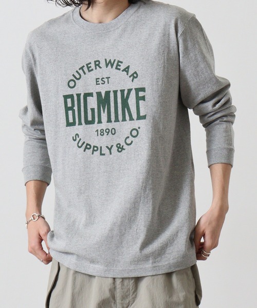 BIG MIKE（ビッグマイク）の「BIGMIKE 長袖TEEシャツ（Tシャツ/カットソー・メンズ・ブラック/グレー/ホワイト・M/XL/L）」の3枚目の写真