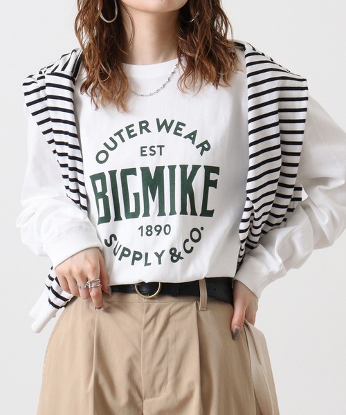 BIG MIKE（ビッグマイク）の「BIGMIKE 長袖TEEシャツ（Tシャツ/カットソー・メンズ・ブラック/グレー/ホワイト・M/XL/L）」の2枚目の写真