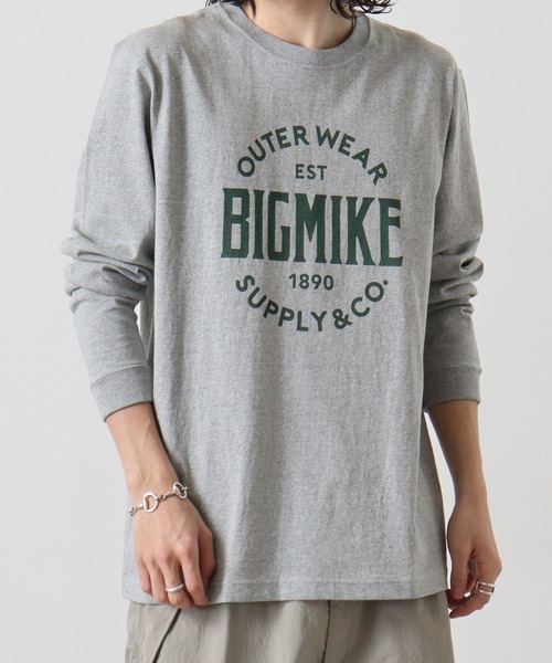 BIG MIKE（ビッグマイク）の「BIGMIKE 長袖TEEシャツ（Tシャツ/カットソー・メンズ・ブラック/グレー/ホワイト・M/XL/L）」の4枚目の写真