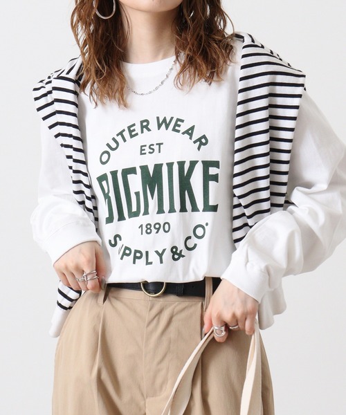 BIG MIKE（ビッグマイク）の「BIGMIKE 長袖TEEシャツ（Tシャツ/カットソー・メンズ・ブラック/グレー/ホワイト・M/XL/L）」の10枚目の写真