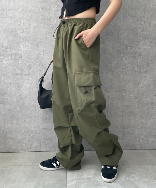 dispark（ディスパーク）の「DISPARK/ドロストデザインカーゴポケットパンツ（カーゴパンツ・レディース・カーキ/ブラック/ピンク・FREE）」の3枚目の写真