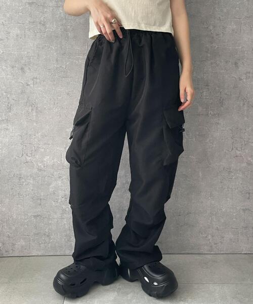 dispark（ディスパーク）の「DISPARK/ドロストデザインカーゴポケットパンツ（カーゴパンツ・レディース・カーキ/ブラック/ピンク・FREE）」の2枚目の写真