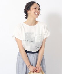 DRESKIP | 大人の旬な着こなしに シフォンレイヤード 転写プリントTシャツ(Tシャツ/カットソー)