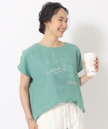 DRESKIP | 大人の旬な着こなしに シフォンレイヤード 転写プリントTシャツ(Tシャツ/カットソー)
