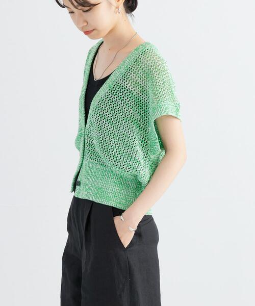 URBAN RESEARCH(アーバンリサーチ)の「メランジメッシュカーディガン(カーディガン/ボレロ・レディース・チャコールグレー/ベージュ/グリーン・FREE)」の4枚目の写真