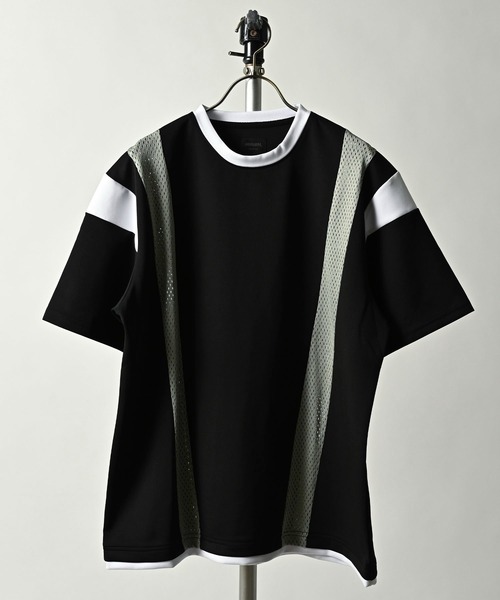 MMMM(エムエムエムエム)の「MMMM/ポンチ×メッシュ カラーブロックTEE(Tシャツ/カットソー・メンズ・ブラック/ホワイト・LARGE/MEDIUM)」の2枚目の写真