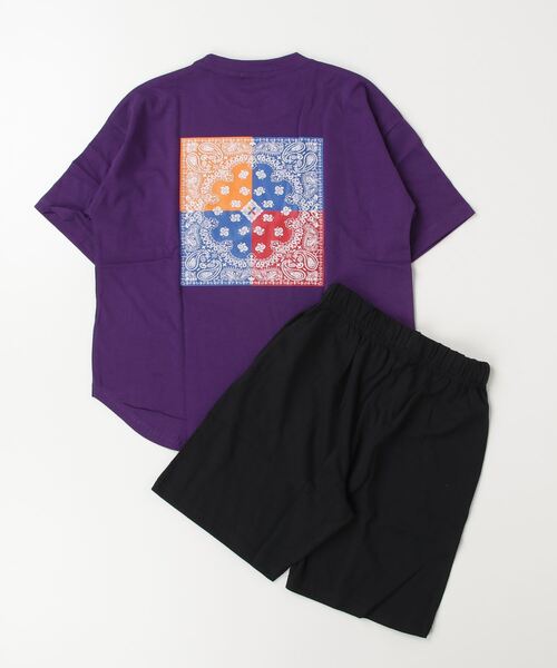 セール】ラウンドヘム プリントTシャツ & ハーフパンツ