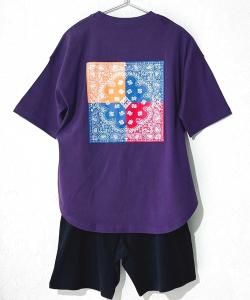 セール】ラウンドヘム プリントTシャツ & ハーフパンツ