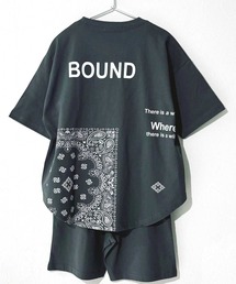 ZI-ON（ジーオン）の「ラウンドヘム プリントTシャツ & ハーフパンツ セットアップ（セットアップ）」