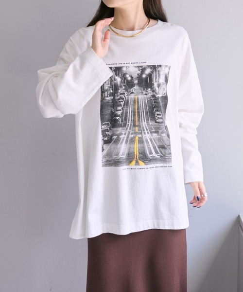 PUAL CE CIN(ピュアルセシン)の「【WEB限定】フォトプリントロングスリーブカットソー(Tシャツ/カットソー・レディース・ホワイト系その他2/ホワイト系その他・FREE)」の12枚目の写真