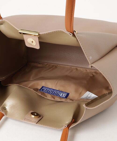 ROOTOTE(ルートート)の「【ROOTOTE】LT.MED.ROOWORK-A フェイクレザー 合皮トートバッグ 1329(トートバッグ・レディース・グレー/ブラック/ベージュ・FREE)」の4枚目の写真