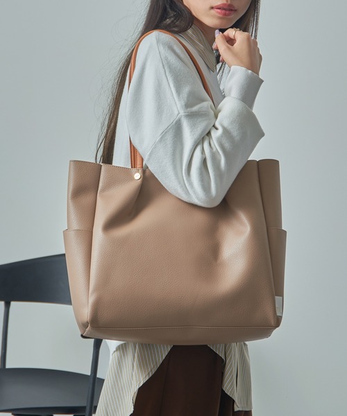ROOTOTE(ルートート)の「【ROOTOTE】LT.MED.ROOWORK-A フェイクレザー 合皮トートバッグ 1329(トートバッグ・レディース・グレー/ブラック/ベージュ・FREE)」の11枚目の写真