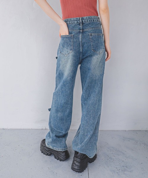 madrepadre（マドレパドレ）の「リボンモチーフデニムパンツ（デニムパンツ・レディース・ライトブルー/ブルー・SMALL/MEDIUM/LARGE）」の6枚目の写真