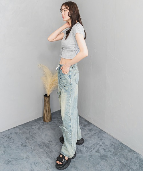 madrepadre（マドレパドレ）の「リボンモチーフデニムパンツ（デニムパンツ・レディース・ライトブルー/ブルー・SMALL/MEDIUM/LARGE）」の15枚目の写真