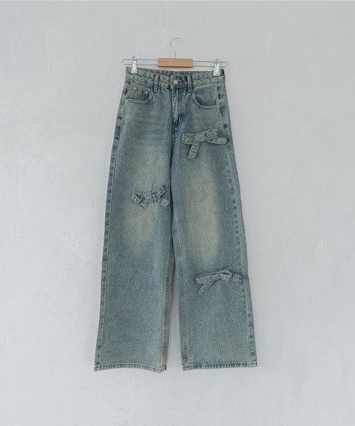 madrepadre（マドレパドレ）の「リボンモチーフデニムパンツ（デニムパンツ・レディース・ライトブルー/ブルー・SMALL/MEDIUM/LARGE）」の17枚目の写真