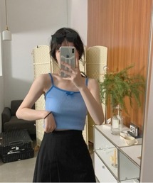 Voyage titty&Co.PETIT（ボヤージュティティアンドコープチ）の「リボン付きリブ編みキャミソール（キャミソール）」