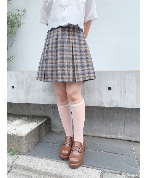 F i.n.t（フィント）の「【2サイズ展開】チェックプリーツミニスカート/fint（スカート・レディース・カーキ/ネイビー×ホワイト/ベージュ・1/2）」の17枚目の写真