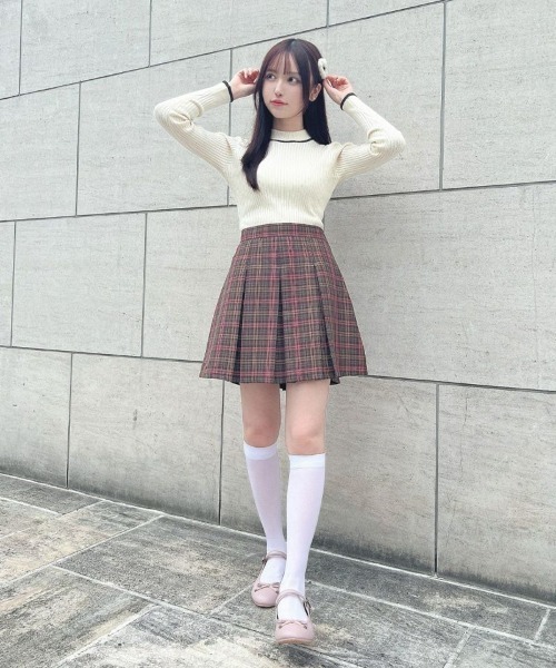 F i.n.t（フィント）の「【2サイズ展開】チェックプリーツミニスカート/fint（スカート・レディース・カーキ/ネイビー×ホワイト/ベージュ・1/2）」の11枚目の写真