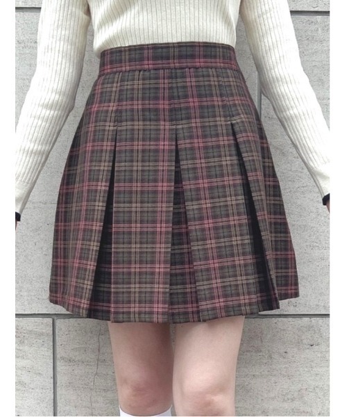 F i.n.t（フィント）の「【2サイズ展開】チェックプリーツミニスカート/fint（スカート・レディース・カーキ/ネイビー×ホワイト/ベージュ・1/2）」の10枚目の写真