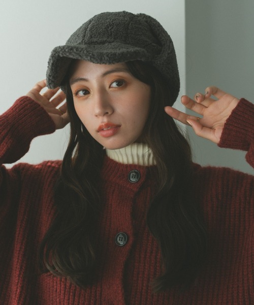 VANNIE U（ヴァニーユー）の「ボアフライトキャップ/マグネット付き（キャップ・レディース・チャコールグレー/アイボリー・FREE）」の21枚目の写真