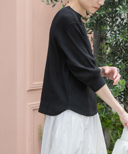 FORK&SPOON(フォークアンドスプーン)の「FORK&SPOON 変形ワッフルギャザースリーブプルオーバー(Tシャツ/カットソー・レディース・ブラック系その他/ブラック/グレー・1)」の20枚目の写真