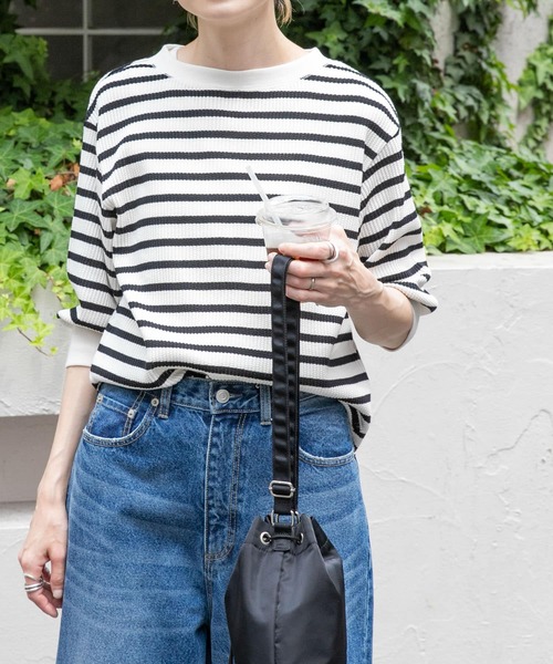 FORK&SPOON(フォークアンドスプーン)の「FORK&SPOON 変形ワッフルギャザースリーブプルオーバー(Tシャツ/カットソー・レディース・ブラック系その他/ブラック/グレー・1)」の22枚目の写真