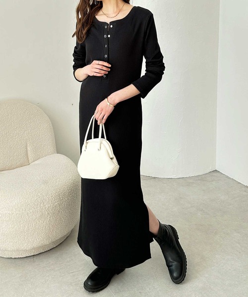 セール】全骨格対応！前後2WAY細見えリブワンピース（ワンピース