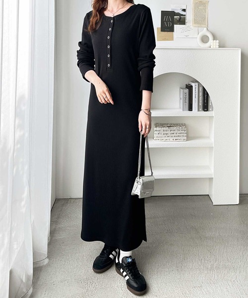 セール】全骨格対応！前後2WAY細見えリブワンピース（ワンピース