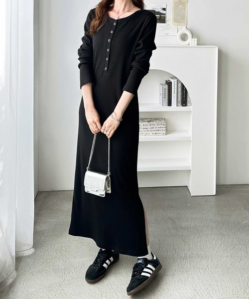 セール】全骨格対応！前後2WAY細見えリブワンピース（ワンピース