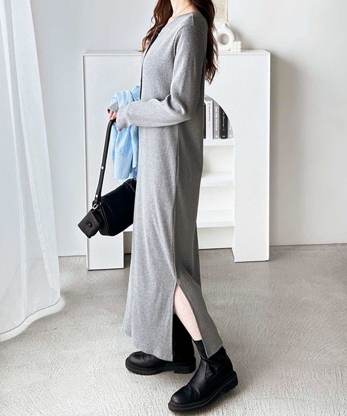 セール】全骨格対応！前後2WAY細見えリブワンピース（ワンピース