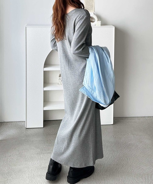 セール】全骨格対応！前後2WAY細見えリブワンピース（ワンピース