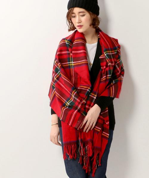 UNITED ARROWS（ユナイテッドアローズ）の「＜BRONTE（ブロンテ）＞チェックストール 65×200㎝◆（ストール/ショール・レディース・ホワイト/ベージュ/レッド/ケリー/ネイビー・フリー）」の5枚目の写真
