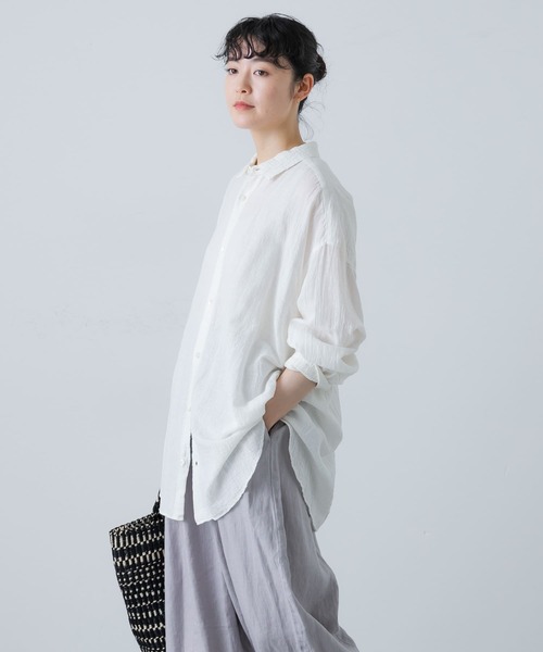 かぐれ（カグレ）の「コットンヘンプガーゼシャツ（シャツ/ブラウス・レディース・ナチュラル/オフホワイト/カーキ・FREE）」の7枚目の写真