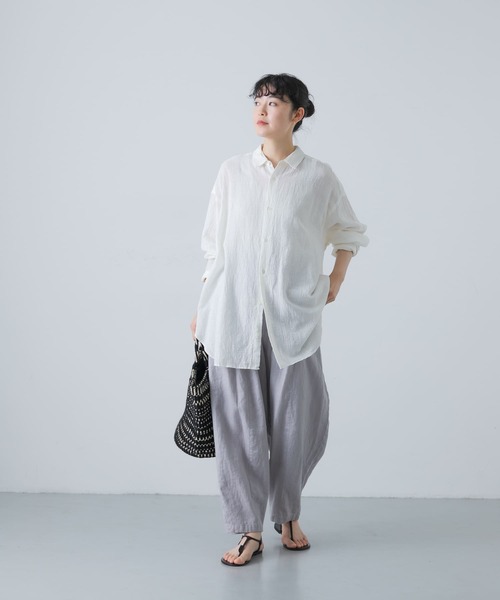 かぐれ（カグレ）の「コットンヘンプガーゼシャツ（シャツ/ブラウス・レディース・ナチュラル/オフホワイト/カーキ・FREE）」の8枚目の写真