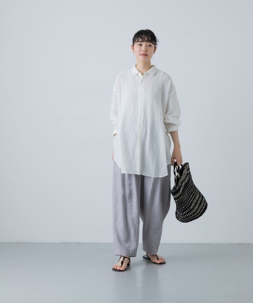 かぐれ（カグレ）の「コットンヘンプガーゼシャツ（シャツ/ブラウス・レディース・ナチュラル/オフホワイト/カーキ・FREE）」の11枚目の写真