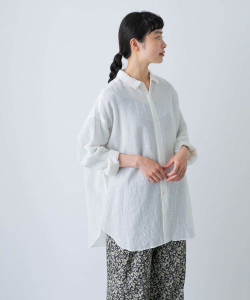かぐれ（カグレ）の「コットンヘンプガーゼシャツ（シャツ/ブラウス・レディース・ナチュラル/オフホワイト/カーキ・FREE）」の12枚目の写真