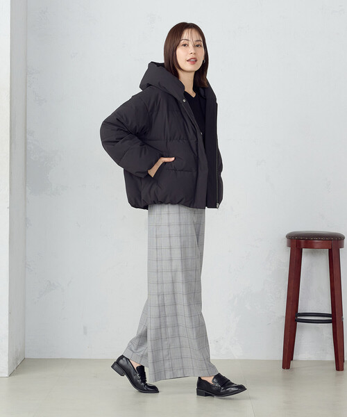 COMME CA ISM(コムサイズム)の「ポリエステルレーヨングレンチェック ワイドパンツ / セットアップ対応(その他パンツ・レディース・グレー系その他/ベージュ系その他・LARGE/MEDIUM)」の6枚目の写真