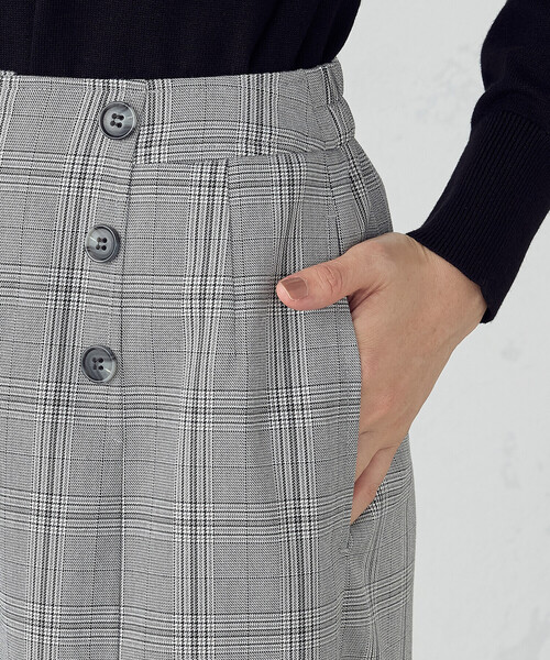 COMME CA ISM(コムサイズム)の「ポリエステルレーヨングレンチェック ワイドパンツ / セットアップ対応(その他パンツ・レディース・グレー系その他/ベージュ系その他・LARGE/MEDIUM)」の17枚目の写真