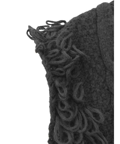 Vネックループヤーンニットベスト/Vneck loop yarn knit vest ノースリーブ タンクトップ フリンジ 重ね着 レイヤード ジレ アイボリー ホワイト 白 黒 ブラック(ベスト)|Reurie'(レウリィ) Vネックループヤーンニットベスト/Vneck loop yarn knit vest ノースリーブ タンクトップ フリンジ 重ね着 レイヤード ジレ アイボリー ホワイト 白 黒 ブラック(ベスト)|Reurie'(レウリィ)