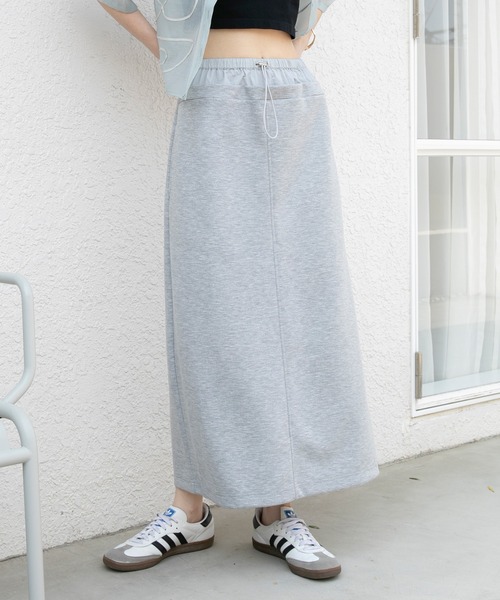 forksy.】レイヤード風ダブルウエストスウェットナロースカート