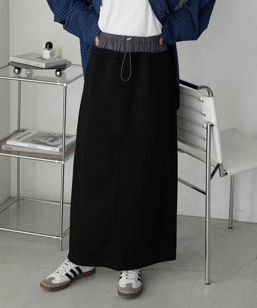forksy.(フォルクシー)の「【forksy.】レイヤード風ダブルウエストスウェットナロースカート(スカート・レディース・杢グレー/ブラック/カーキ・FREE)」の19枚目の写真