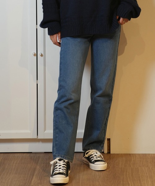ムラサキスポーツ(ムラサキスポーツ)の「RIKKA FEMME/リッカファム ストレートデニム RF24FW16(デニムパンツ・レディース・ライトインディゴブルー/ブラック・L/M/S)」の1枚目の写真